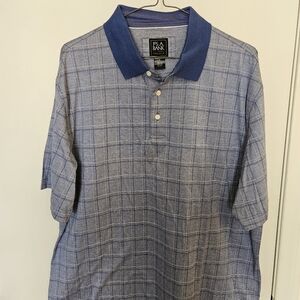 Jos A Banks Traveler 100% Cotton Blue/White Patterned Polo Shirt Size XL